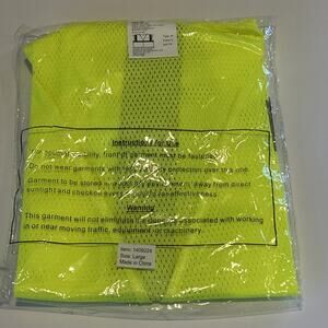 NWT -ASN, INC High Vis Yellow Vest, Type R Class 2 Not FR, Size L